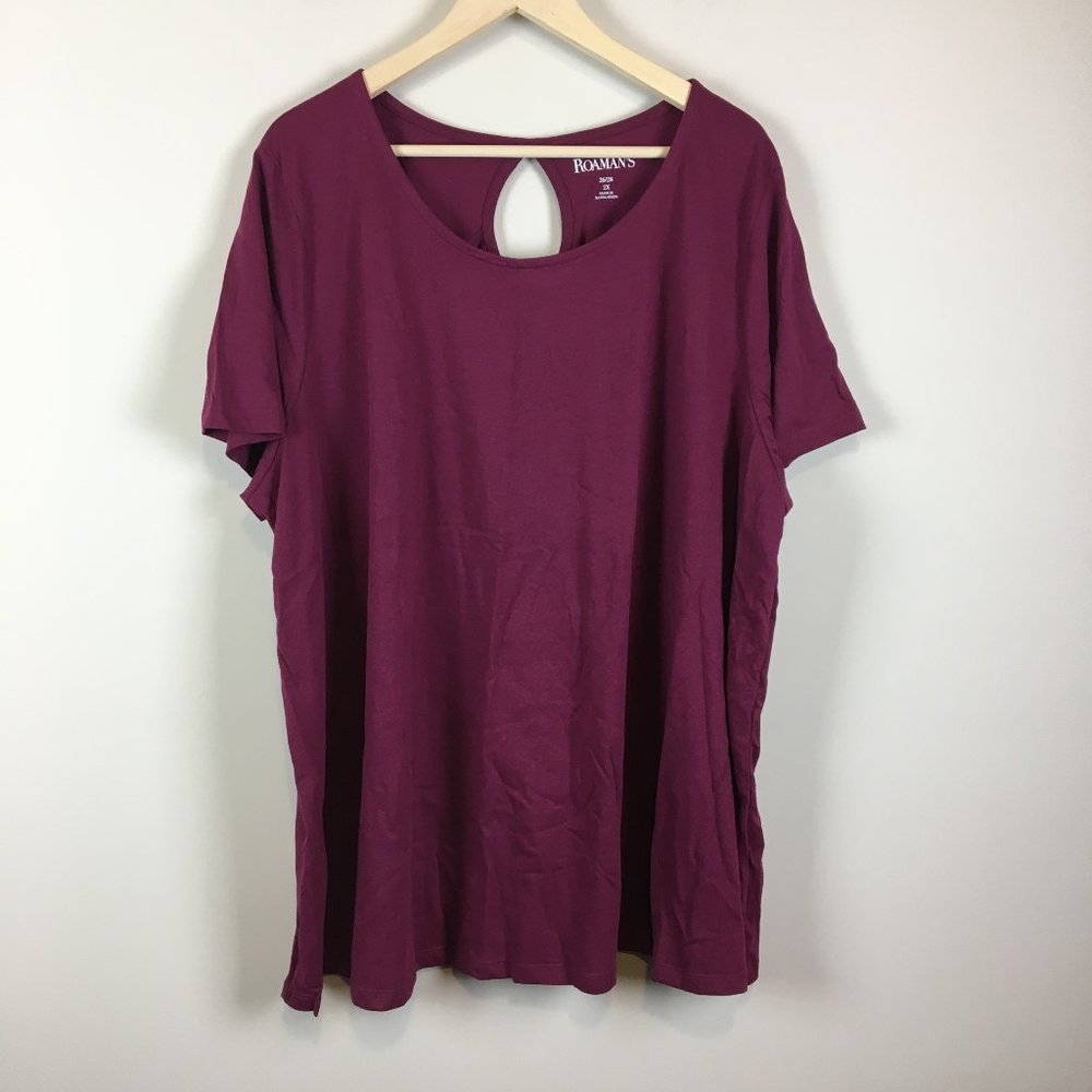 Roaman's Berry Red Short Sleeve Scoop Neck T Shirt